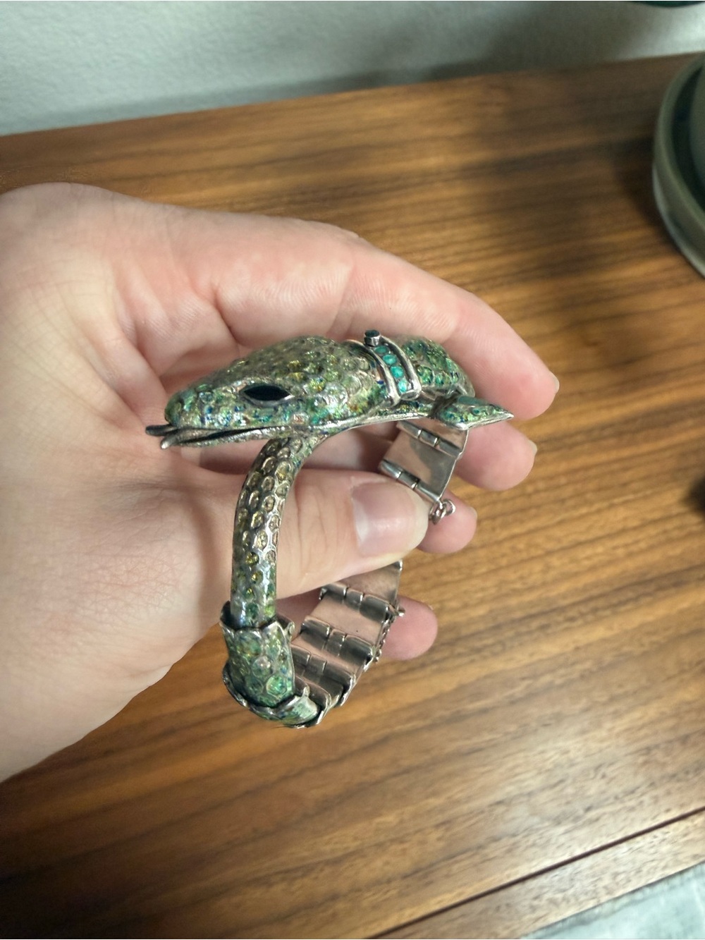 Margot de Taxco 5554 Snake Serpent Bracelet Sterling Silver Enamel Vintage Taxco